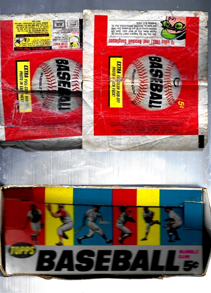 1966 Topps Baseball Memorabilia Lot - (1) Box & (2) Wrappers