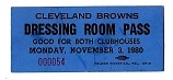 1980 Cleveland Browns (NFL) Dressing Room Pass  - 11/3/80