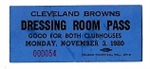 1980 Cleveland Browns (NFL) Dressing Room Pass  - 11/3/80