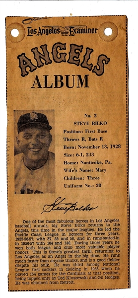 1961 LA Examiner - Steve Bilko (LA Angels - 1st Year) Newsprint Baseball Card
