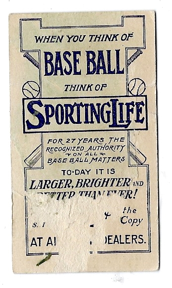 1910 - 11 Sporting Life Jack Barry (Philadelphia Athletics) M116 Baseball Card