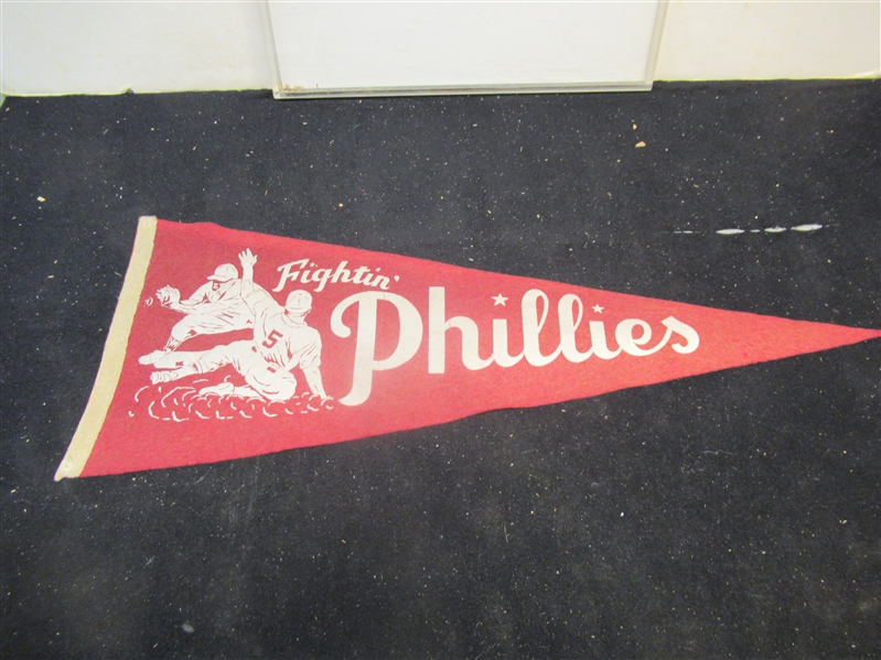 C. Early 1950's Fightin' Phillies (Philadelphia Phillies) Plush Felt Pennant