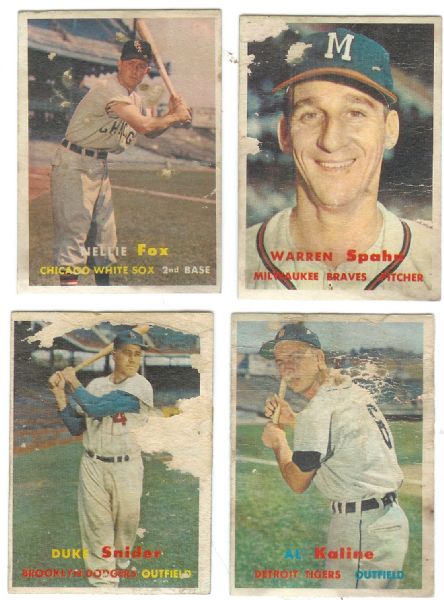 1957 Topps Baseball Card Lot of (4) Big Name Players