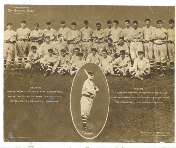 1912 NY Giants (McGraw Inset) NL Champions Supplemental Team Photo