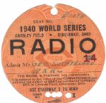 1940 World Series Press Pass at Crosley Field