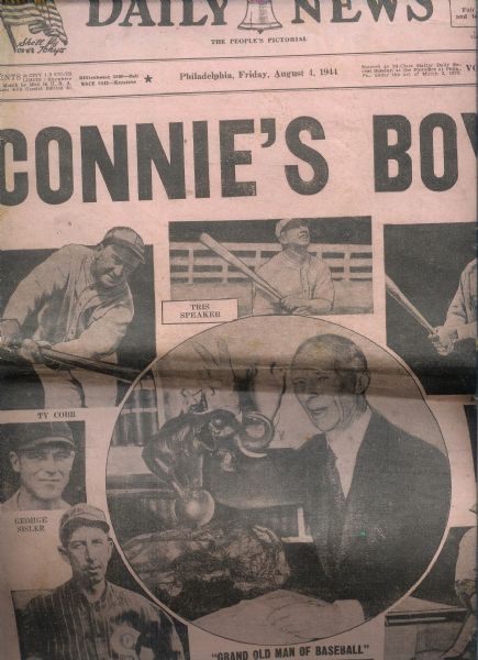 1944 Connie Mack (Philadelphia A's) Night Tribute Newspaper 