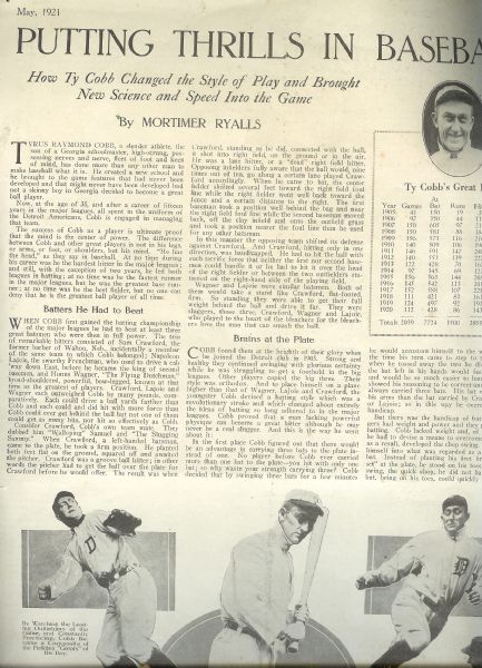 1921 Ty Cobb American Boy Display Article