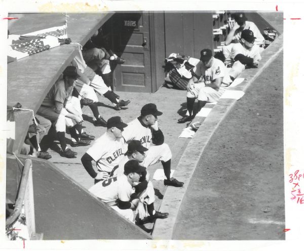 1954 World Series Cleveland Indians Dugout UPI Photo