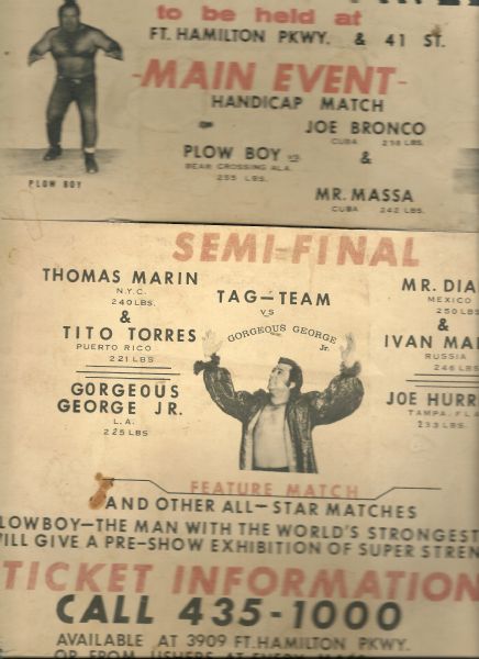 C. 1970's Pro Wrestling Poster Featuring Gorgeous George, Jr. 