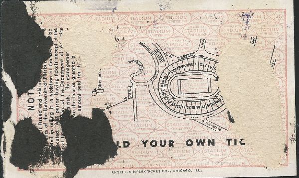1943 Notre Dame (National Champions) vs Pittsburgh College Football Ticket