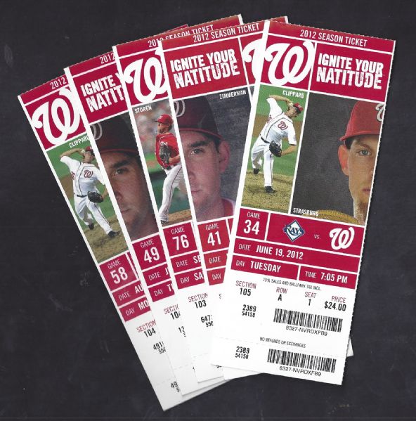 2012 Washington Nationals Lot of (5) Tickets 