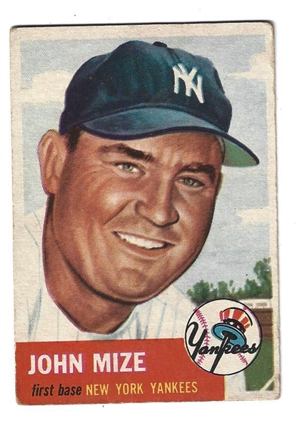 1953 Johnny Mize (HOF - NY Yankees) Topps Baseball Card
