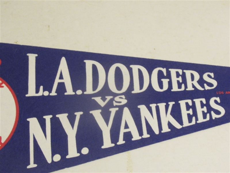 1963 World Series (NY Yankees vs. LA Dodgers) Full Size Felt Pennant 