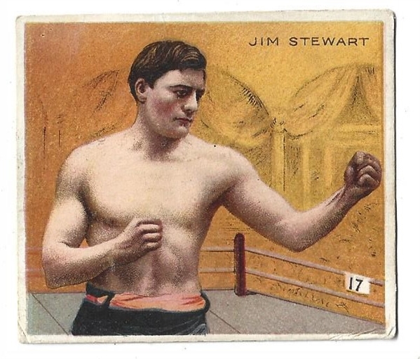 1911 Mecca Cigarettes Prize Fighters Series - Jim Stewart (Heavyweight) - Boxing Card